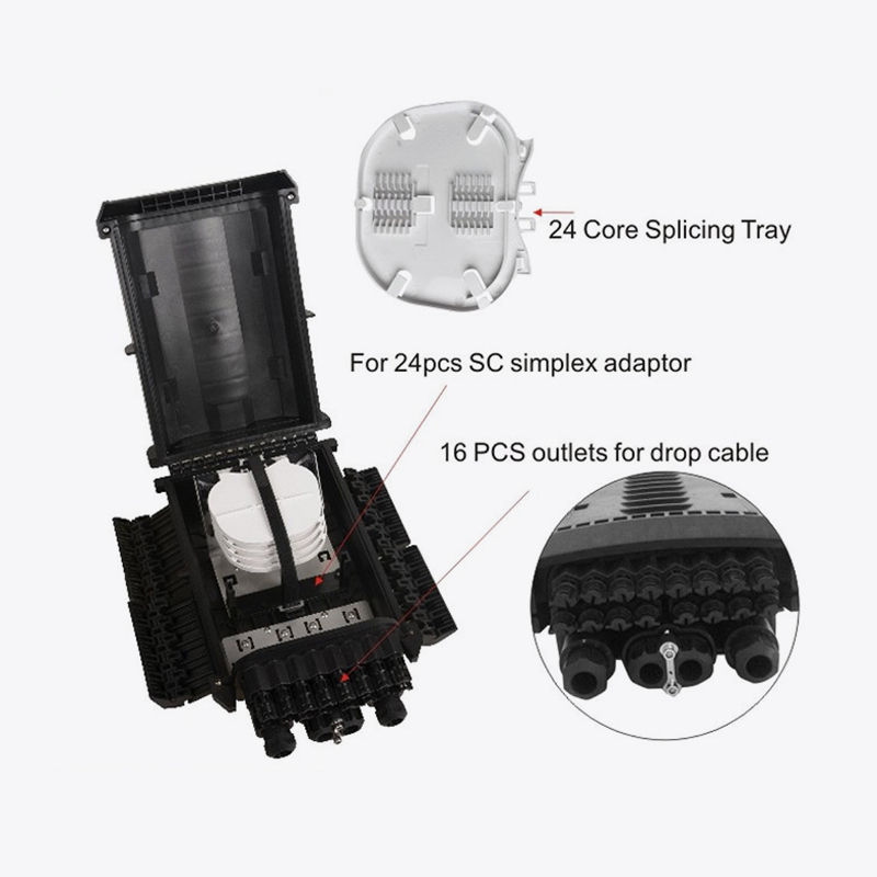 T6-088-A 96 Core Fiber Optic Splice Sluiting/ 16 Core Ftth Box