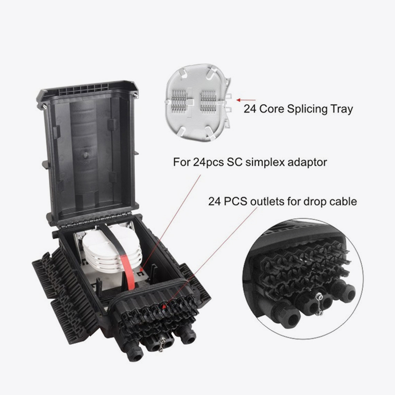 T6-088-B 96 Core Fiber Optic Splice Sluiting / 24 Core Ftth Box